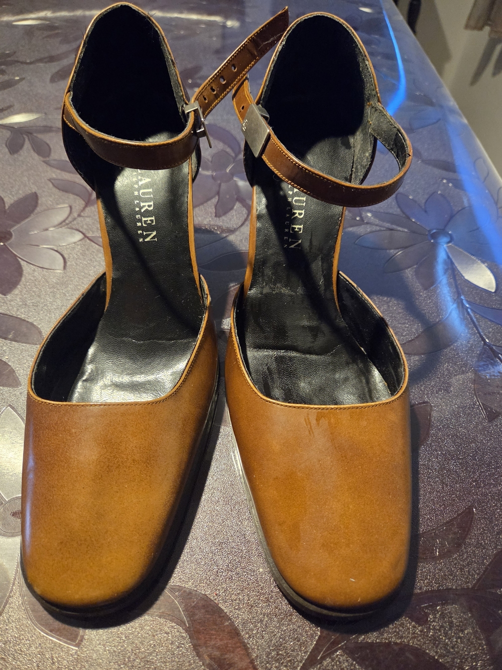 Lauren Ralph Lauren Cognac Ankle-Strap Pumps